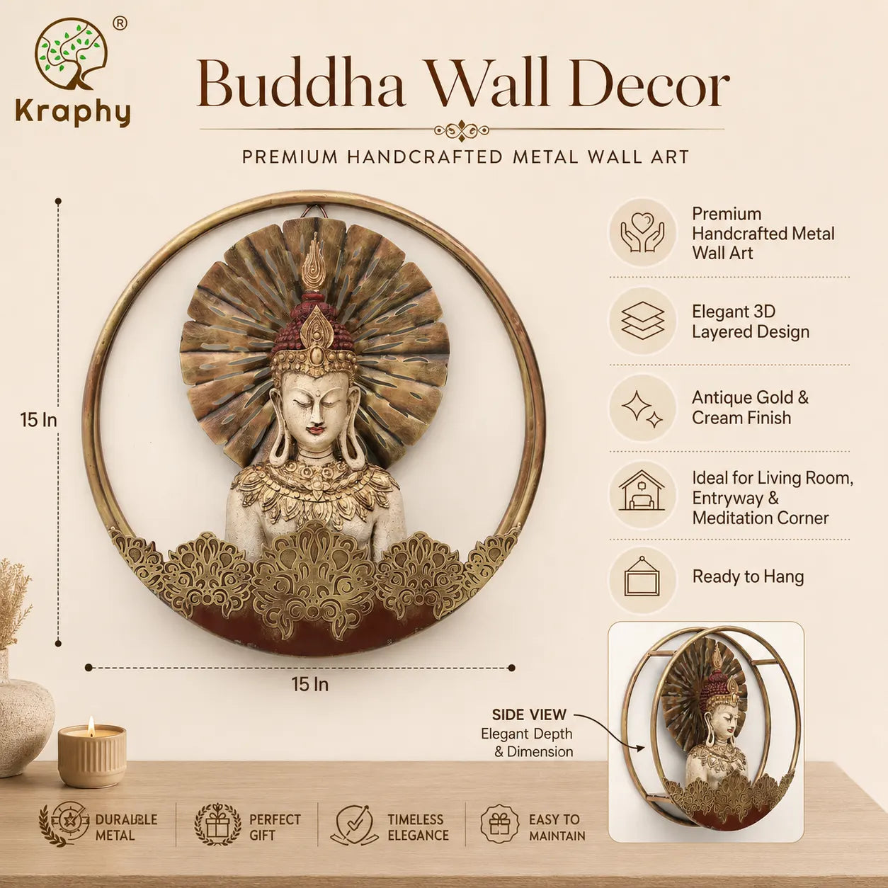 Buddha Multicolor Metal Wall Art