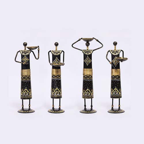 Iron Painted Ethnic Doll Set of 4