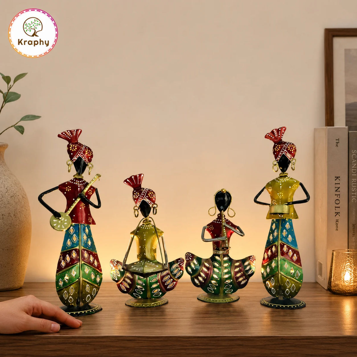 (Combo) Metal Standing musician set of two Tea Light Musician Showpieces A+ main media