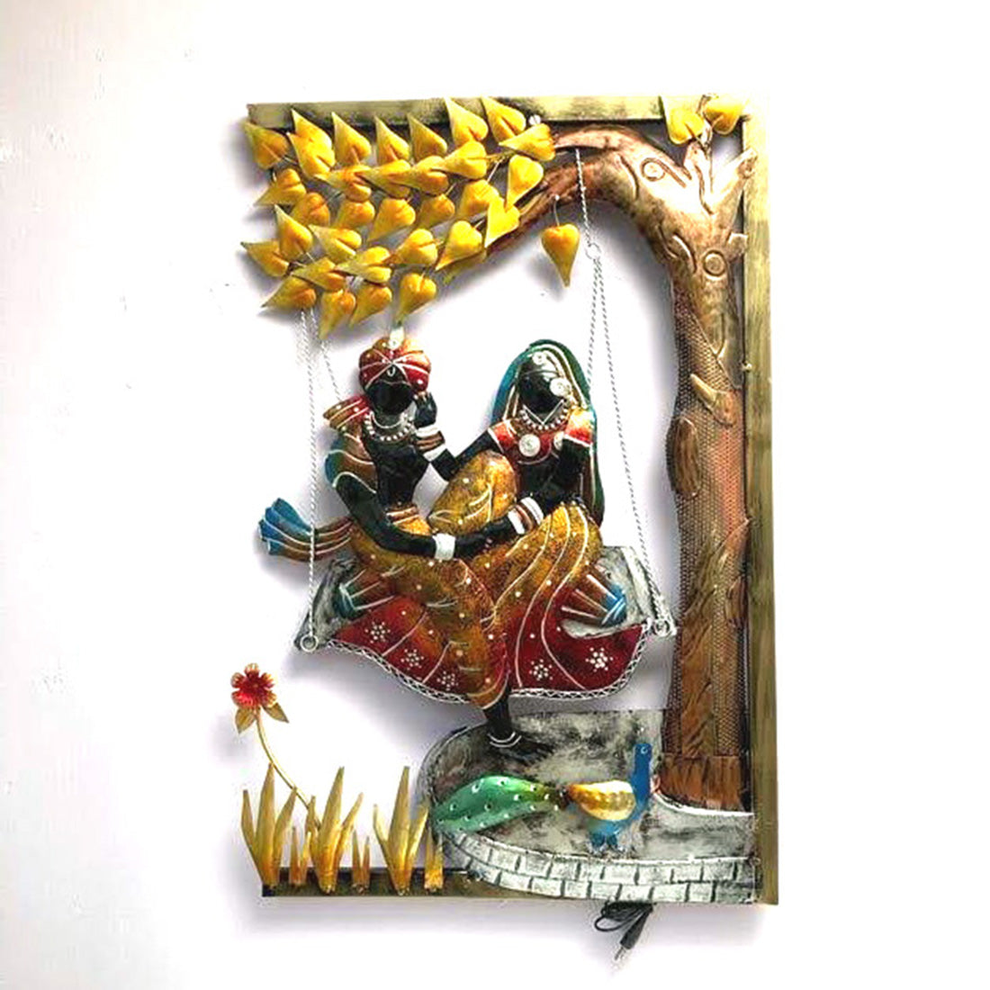 Metal Radha Krishna Swing Wall Hanging (31x22 Inch ) image