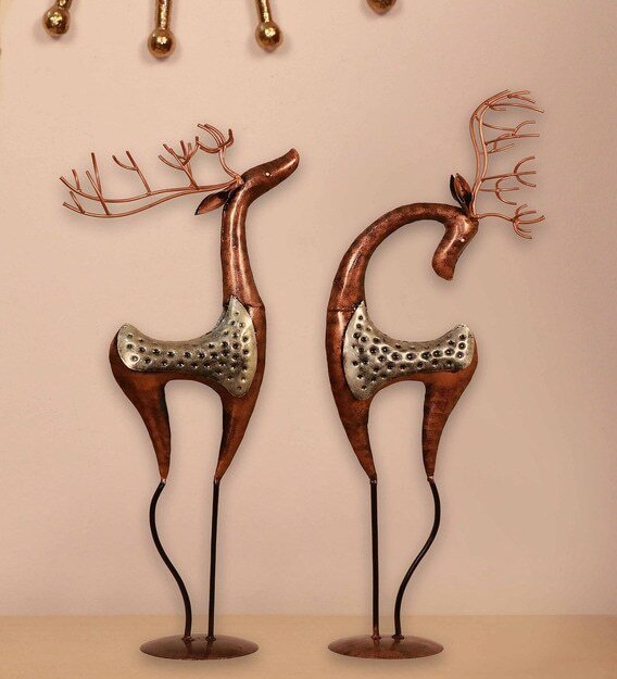 Decorative Metal Idols of Deer for Home Office and Garden