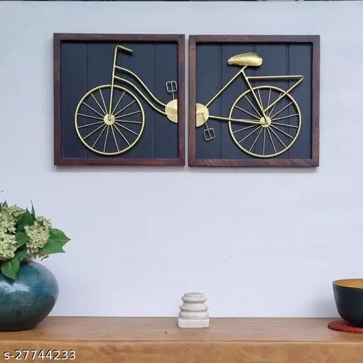 Double Frame Metal Cycle Panel Wall Art