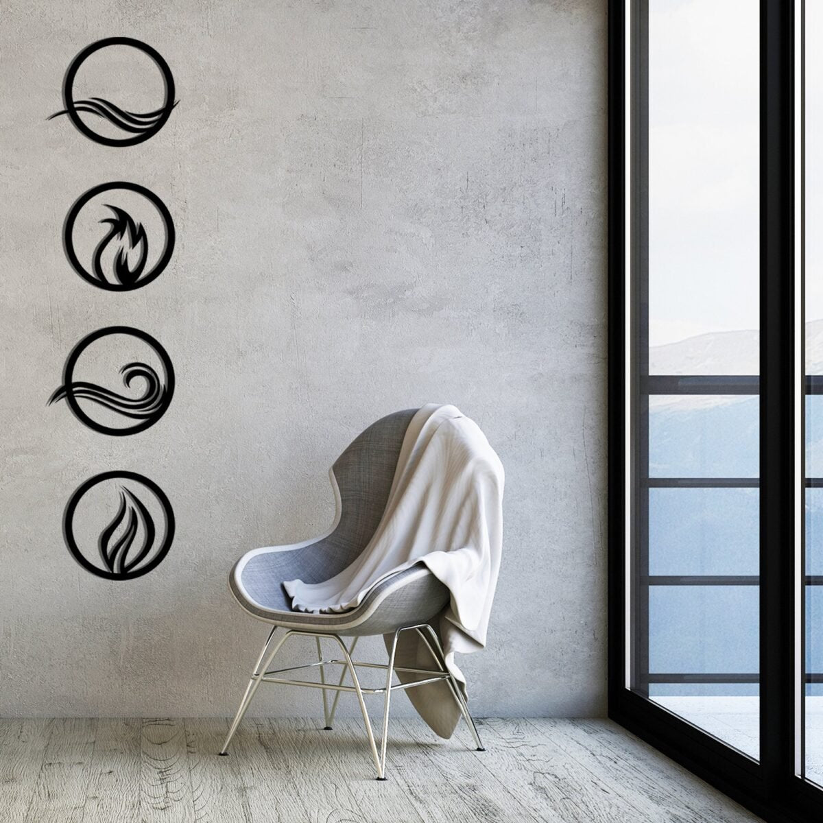 Four Elements Symbols Metal Wall Art