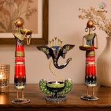 Ganesha T light combo Iron Tribal Lady showpieces Ladies Doll Figurine Statue Decorative Items thumbnail