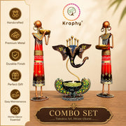 Ganesha T light combo Iron Tribal Lady showpieces Ladies Doll Figurine Statue Decorative Items
