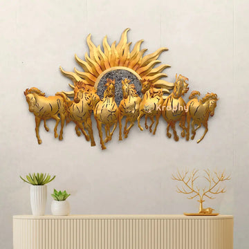 Golden Seven Running Horses With Light