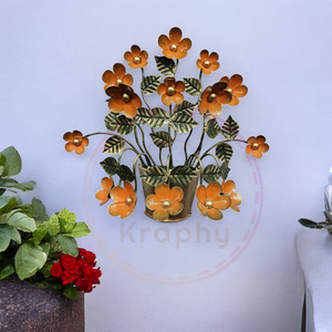 Golden Bloom Sculpture Planter Metal Wall Art