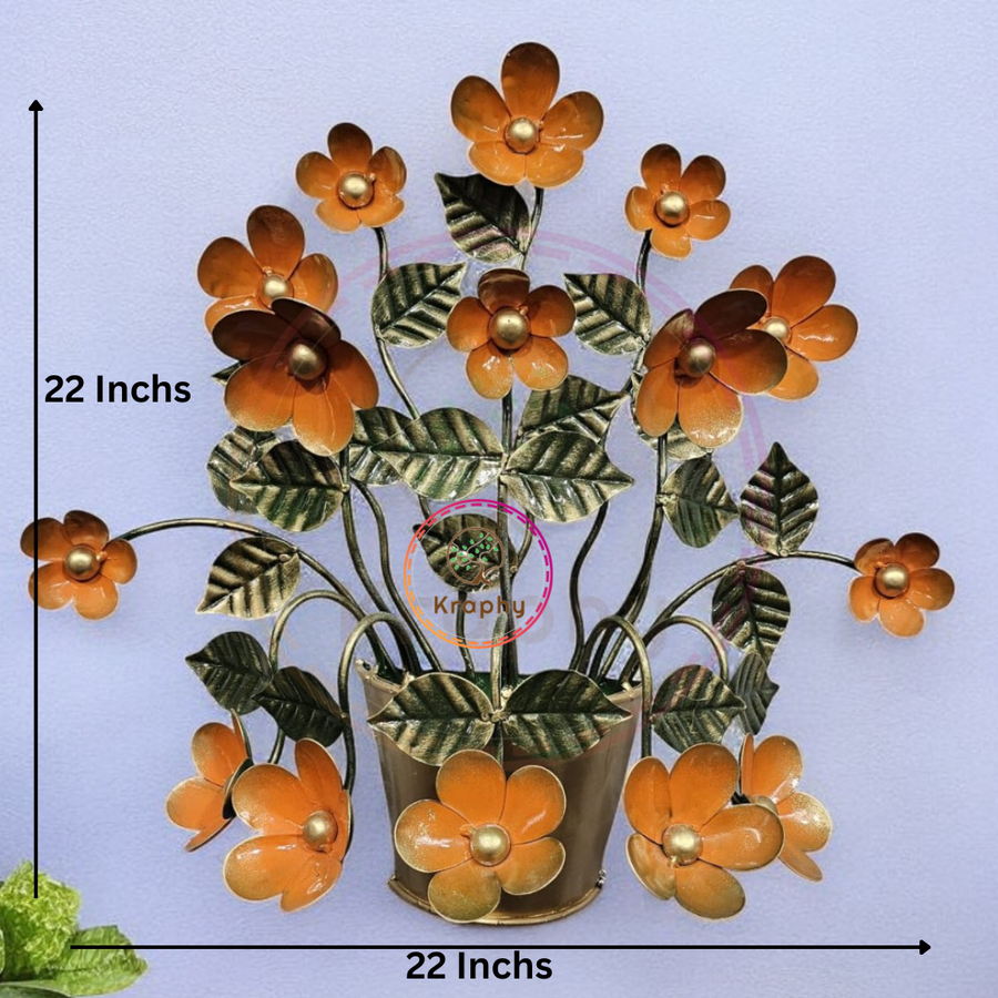 Golden Bloom Sculpture Planter Metal Wall Art