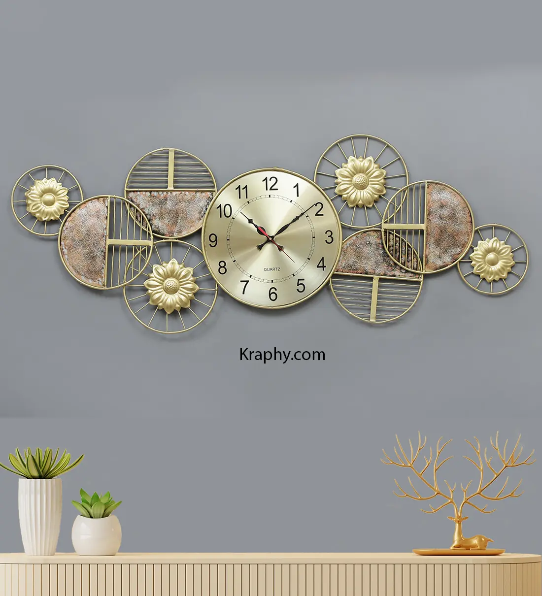 Half Circle Multicolor Metal Wall Clock