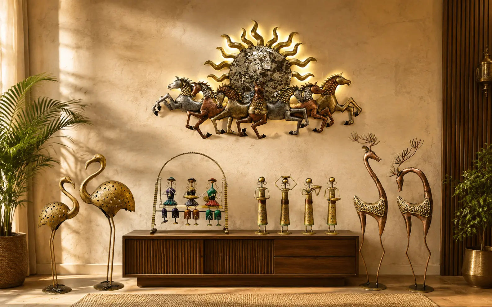 KRAPHY handcrafted metal home decor in a premium Indian living room