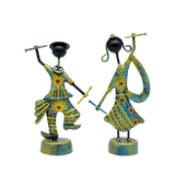 KRAPHY Metal Dandiya Dancing Couple Showpiece Set of 2 thumbnail
