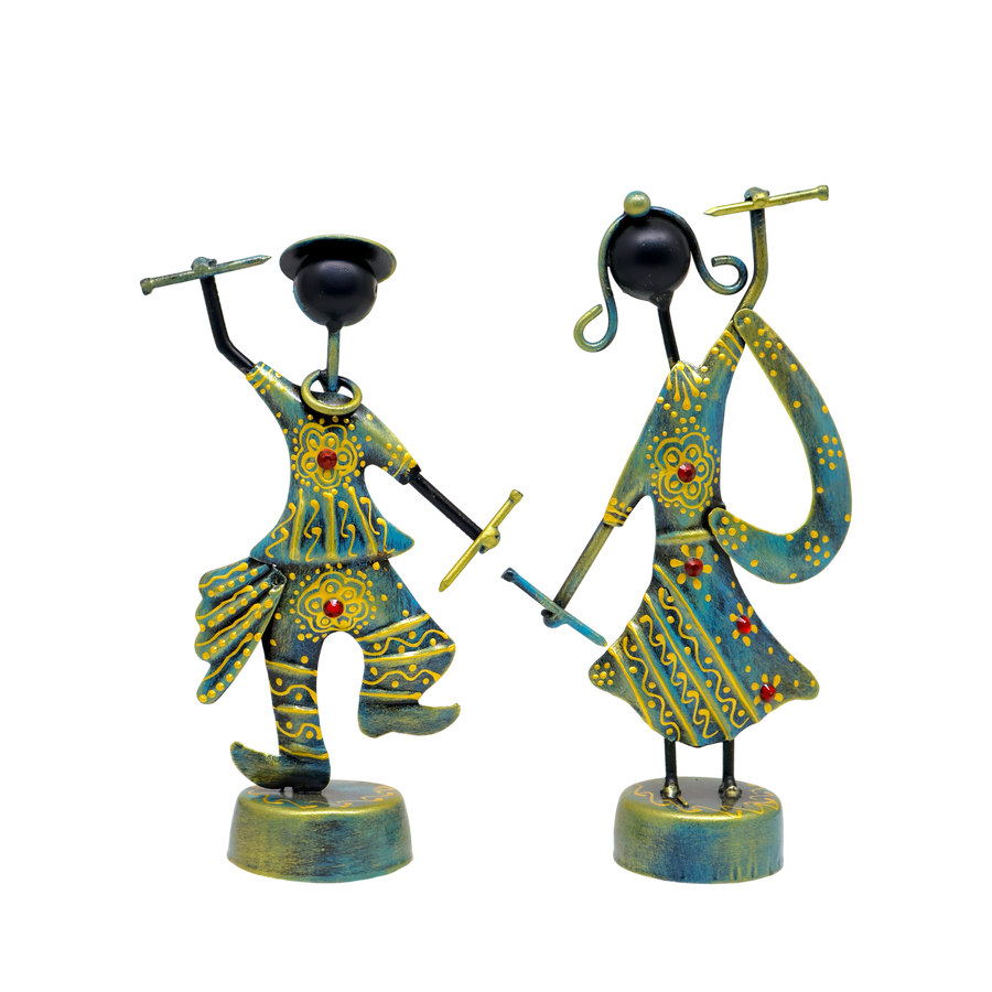 KRAPHY Metal Dandiya Dancing Couple Showpiece Set of 2 size guide
