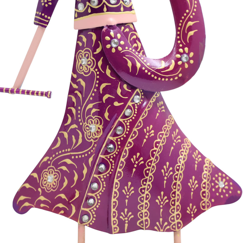 Rajasthani Dancing Couple Metal Showpiece Set – 12 inch detail 2