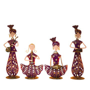 Rajasthani Musician Couple Metal Showpiece Combo  4 Piece – 12 Inch