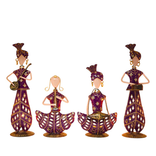 Rajasthani Musician Couple Metal Showpiece Combo  4 Piece – 12 Inch media 3