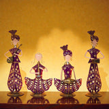 Rajasthani Musician Couple Metal Showpiece Combo  4 Piece – 12 Inch thumbnail