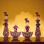 Rajasthani Musician Couple Metal Showpiece Combo  4 Piece – 12 Inch