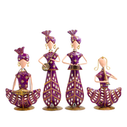Rajasthani Musician Couple Metal Showpiece Combo  4 Piece – 12 Inch