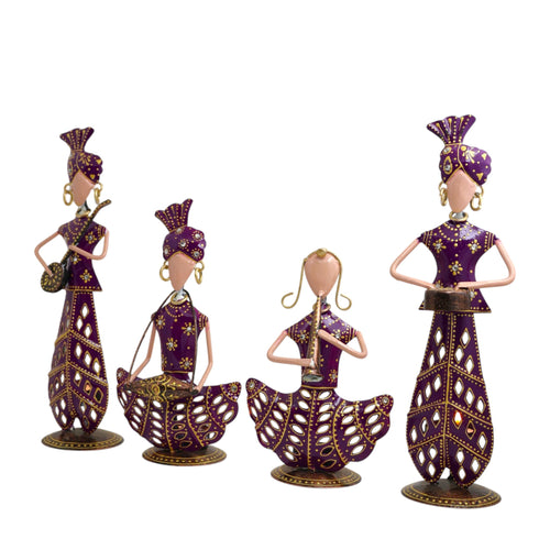 Rajasthani Musician Couple Metal Showpiece Combo  4 Piece – 12 Inch media 5