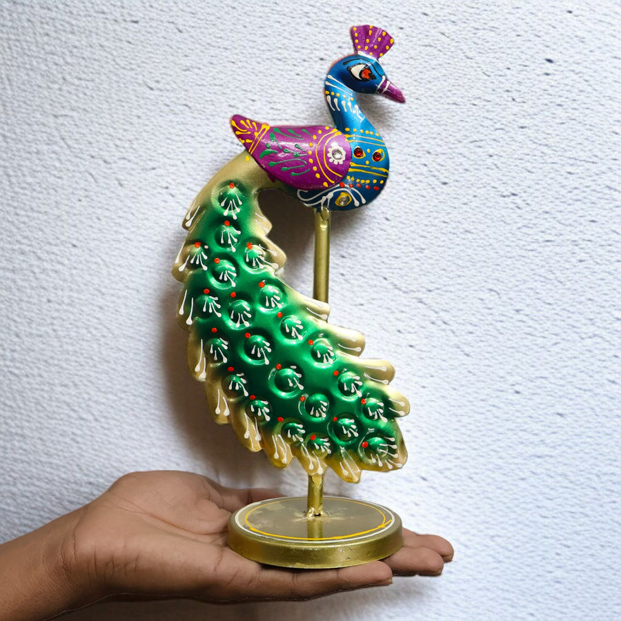 Metal Peacock Showpiece Set of Two (10x5 Inch )