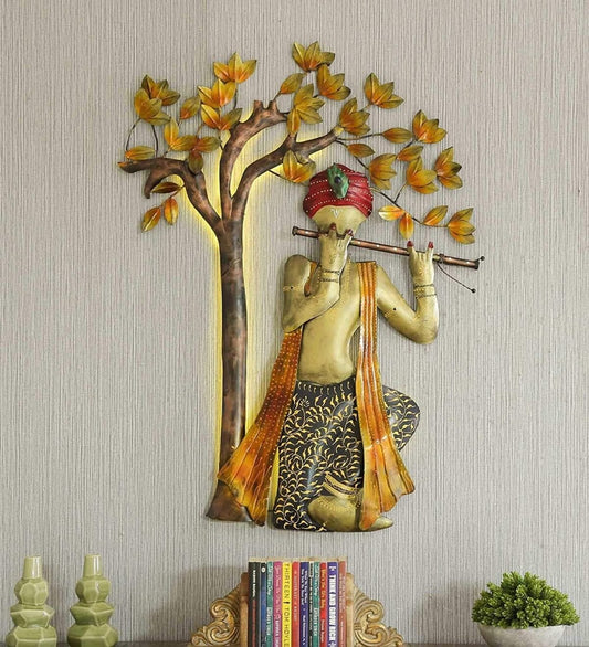 Iron Krishna Tree with Led Showpiece Wall Art