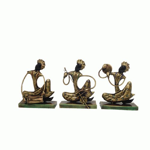 Iron Painted Sitting Musical Man Set Of 3