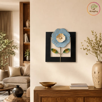Iron And Mdf Wood Framed Leaf Wall Art In Multicolour