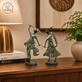KRAPHY Rustic Blue Dandiya Dancing Couple Showpiece Set of 2 thumbnail