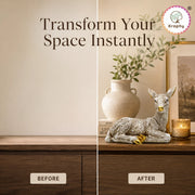 Kraphy White & Gold Resting Deer Showpiece | Resin Figurine – 8 Inch