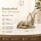 Kraphy White & Gold Resting Deer Showpiece | Resin Figurine – 8 Inch thumbnail