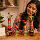 Kraphy Combo Metal Iron Tribal Lady & Tea Light Musician Showpieces Combo thumbnail