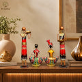 Kraphy Combo Metal Iron Tribal Lady & Tea Light Musician Showpieces Combo