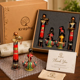 Kraphy Combo Metal Iron Tribal Lady & Tea Light Musician Showpieces Combo thumbnail
