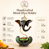 Kraphy Green Ganesha Ji Iron Table Decorative showpiece Tealight Candle Holder thumbnail