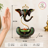 Kraphy Green Ganesha Ji Iron Table Decorative showpiece Tealight Candle Holder thumbnail