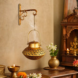 Kraphy Iron Handi Degchi Style And T-light Dhoop Holder With Bracket