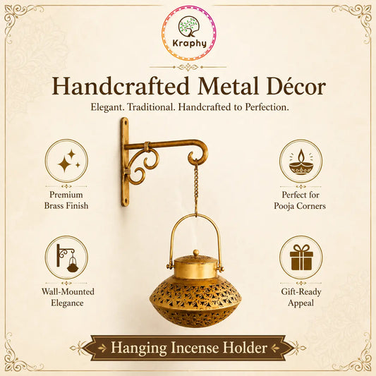 Kraphy Iron Handi Degchi Style And T-light Dhoop Holder With Bracket