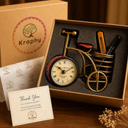 Kraphy Metal Cycle Pen Stand With Clock