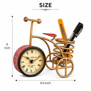 Kraphy Metal Cycle Pen Stand With Clock