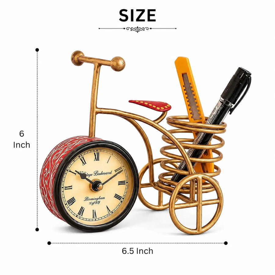 Kraphy Metal Cycle Pen Stand With Clock size guide