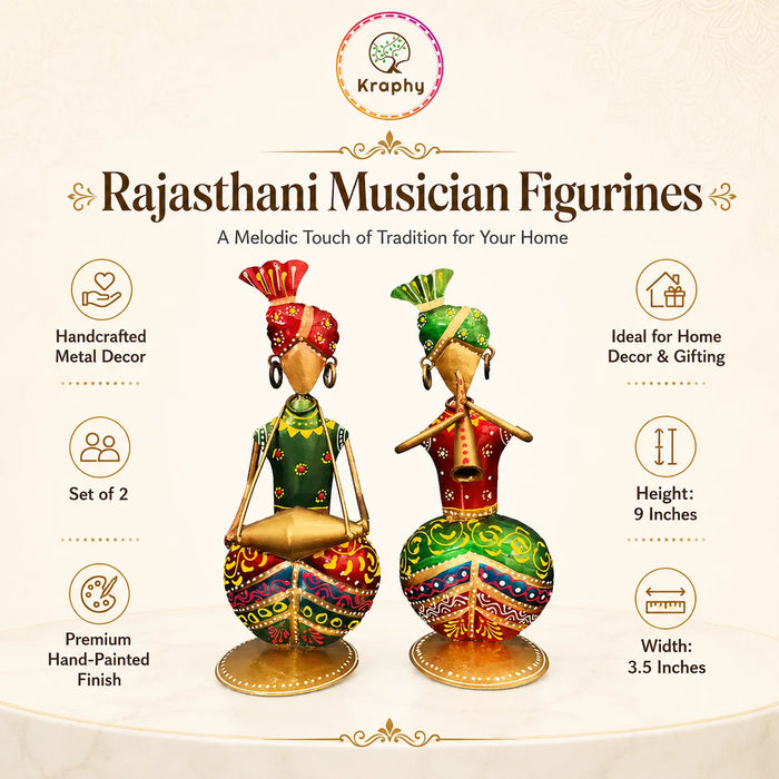Kraphy Metal Musician Showpiece Set Of 2 size guide
