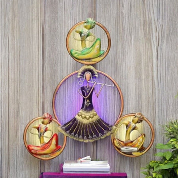 Kraphy Metal Wall Art Four Figurine Ring Doll With LED Lights