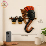 Kraphy Wrought Iron Ganesha Playing Flute Basuri Wall Art thumbnail
