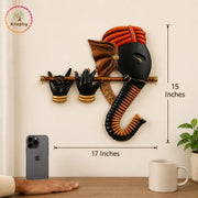 Kraphy Wrought Iron Ganesha Playing Flute Basuri Wall Art