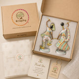 Metal Dandiya Dancing Couple Showpiece Set of Two White Finish (12.5 Inch) thumbnail