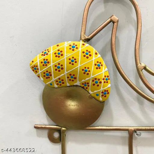Metal Key Hanger Yellow Scooter Wall Hanging Decor