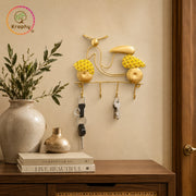 Metal Key Hanger Yellow Scooter Wall Hanging Decor