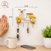 Metal Key Hanger Yellow Scooter Wall Hanging Decor