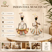 Metal Musician Showpiece Set of Two White Finish