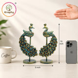 Metal Peacock Showpiece Set of 2 | Decorative Peacock (10 x 5 Inch) thumbnail
